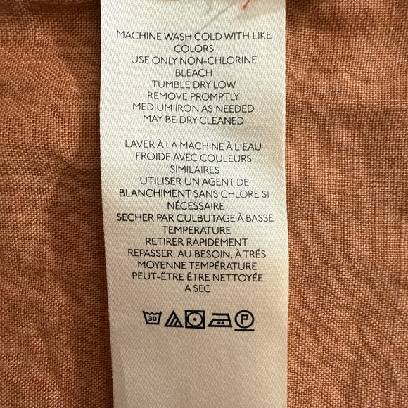 Pilcro Anthropologie Women’s S Coral LINEN Boxy Short Sleeve V Neck Top Blouse - Picture 7 of 8